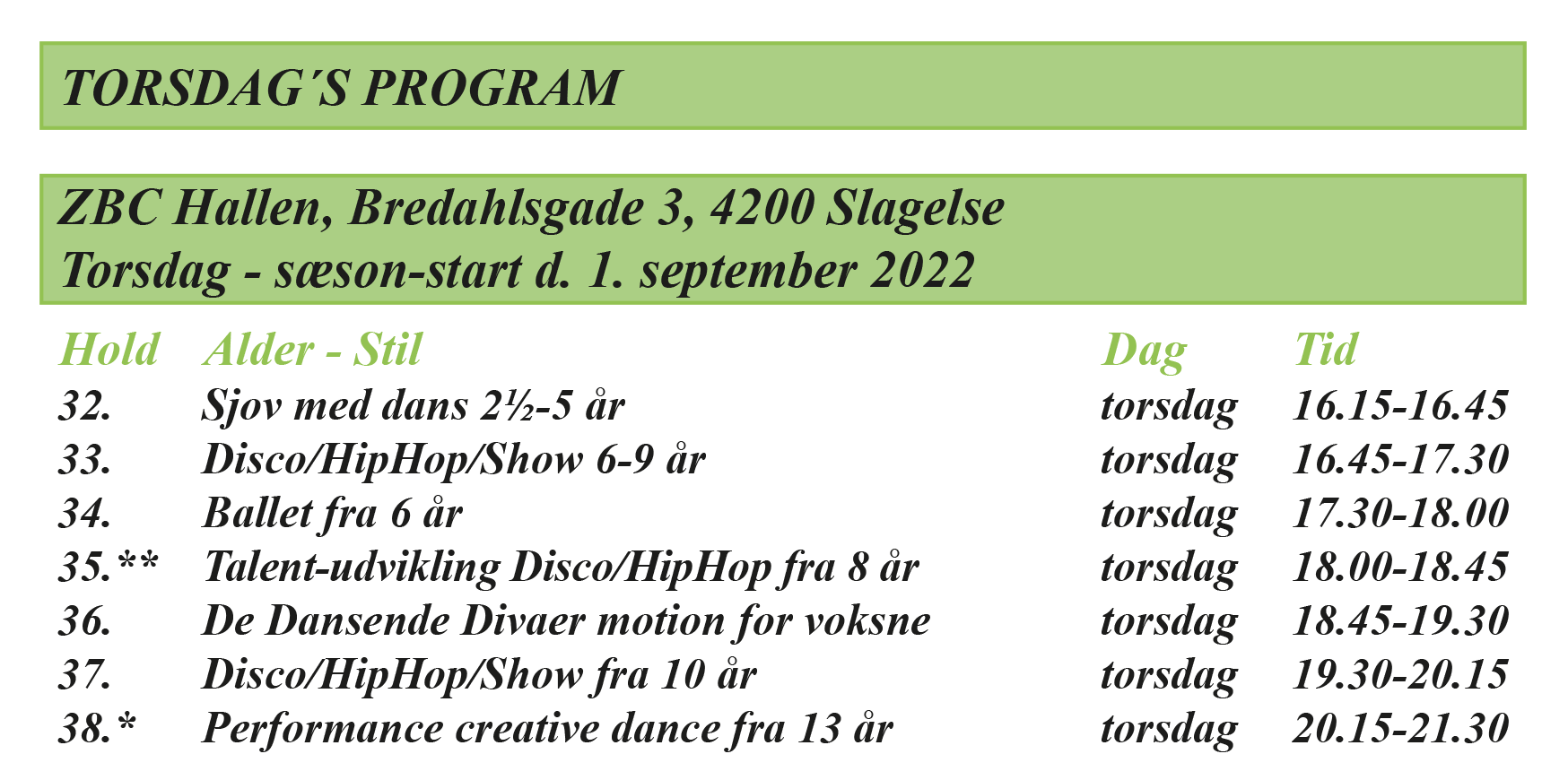 Program 2022-23 Torsdag