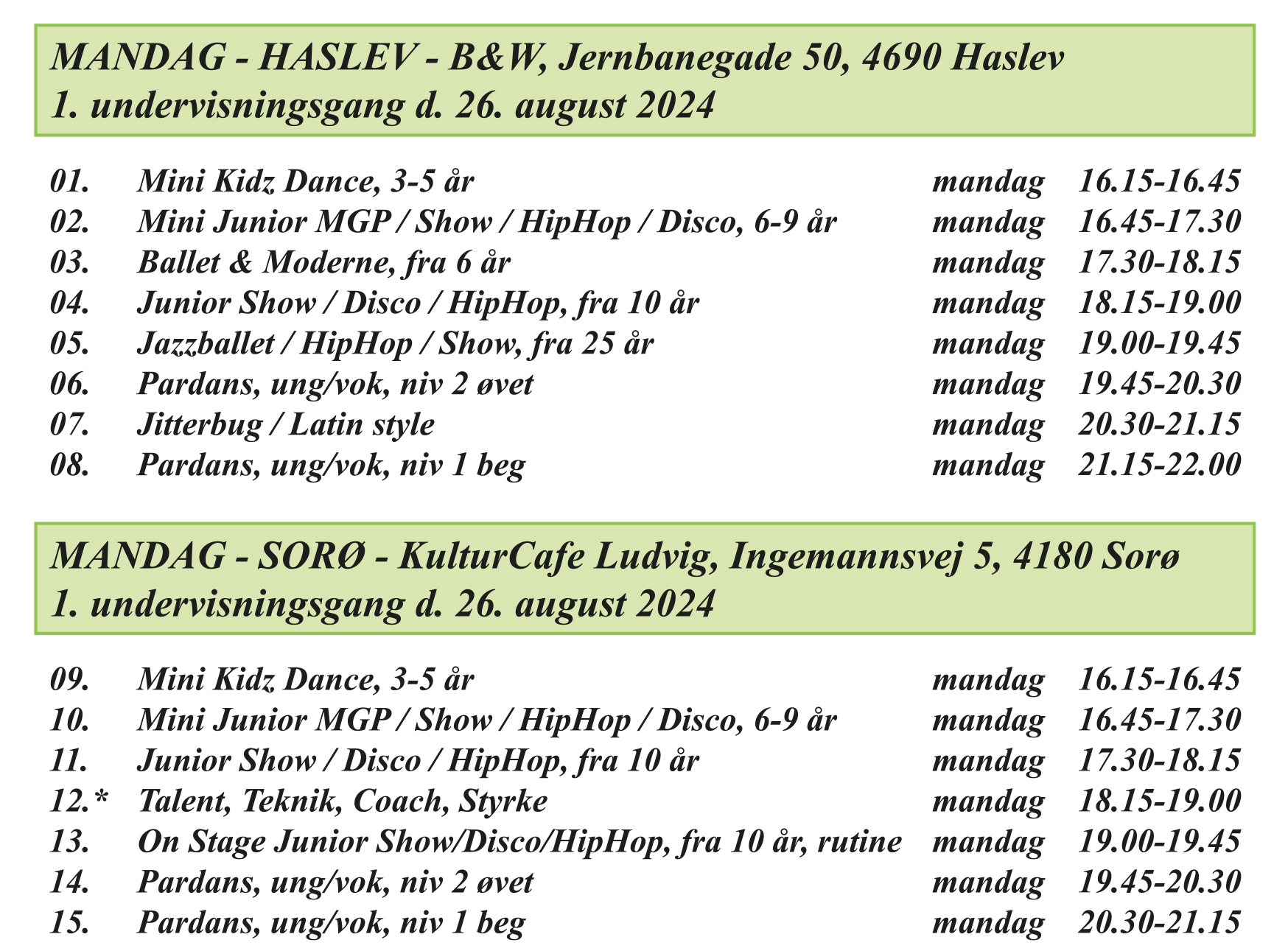 Program 2024-25 Mandag